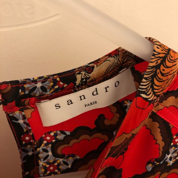 Rare Sandro Tiger Print Red Silk Dress Sz 1 - Picture 5 of 9